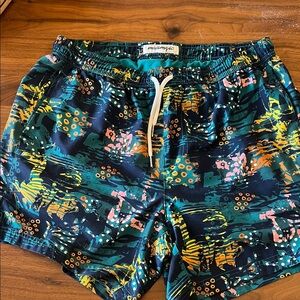 Maamgic Swim Trunks Bathing Suit Shorts Teal Coral Yellow | XL